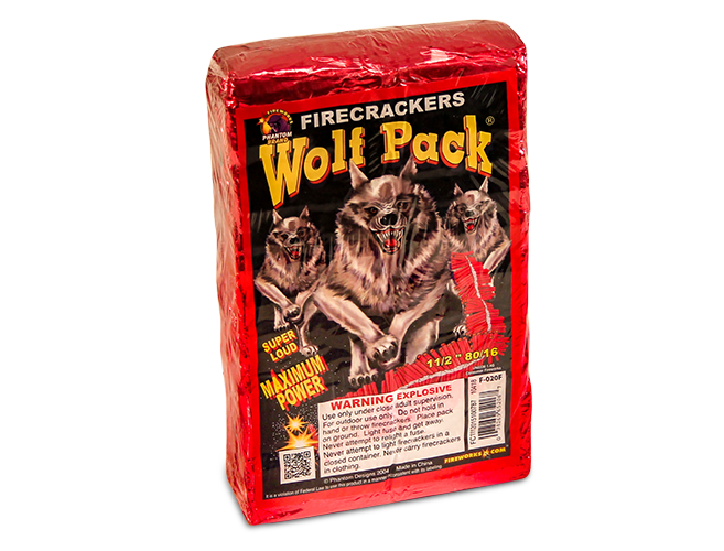 Wolf Pack Firecrackers, 80 packs of 16 crackers