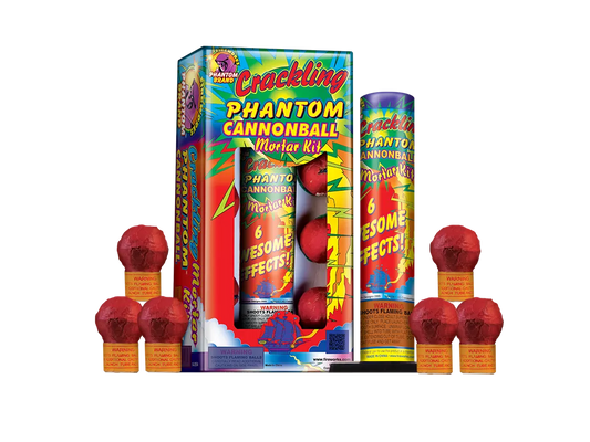 Crackling Phantom Cannon Ball Mortar Kit, 6 pieces