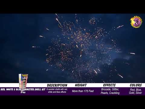 Preview video of Red, White And Blue Canister Shell Kit, 6 shells