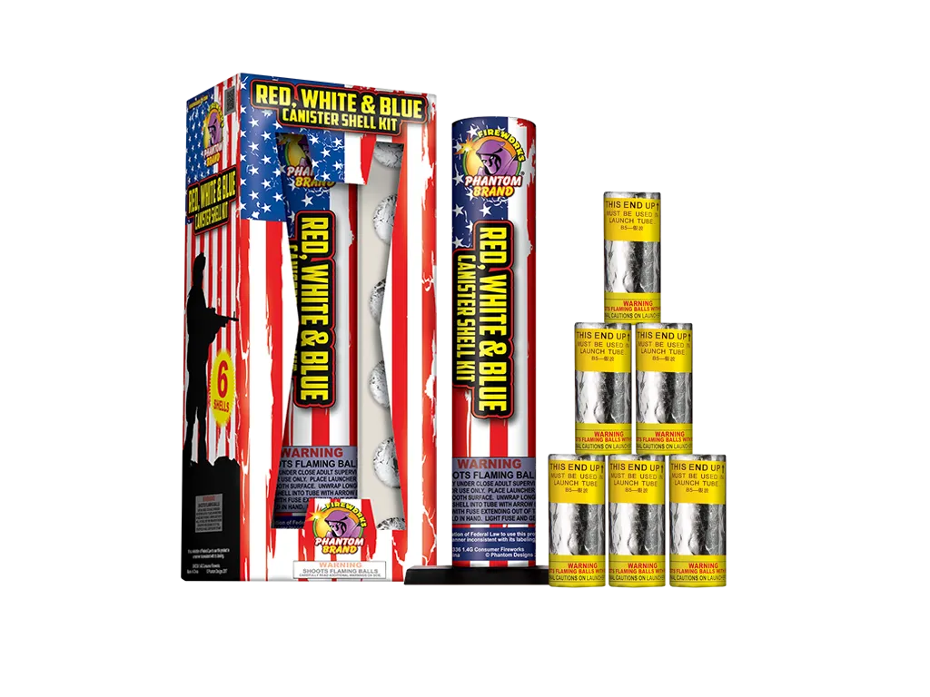 Red, White And Blue Canister Shell Kit, 6 shells