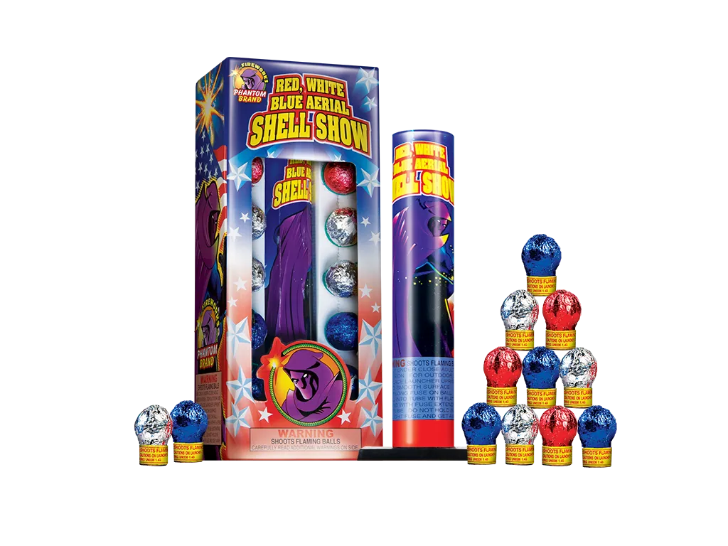 Red, White And Blue Aerial Shell Show, 12 shells