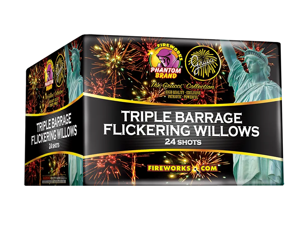 Triple Barrage Flickering Willows, 24 shot