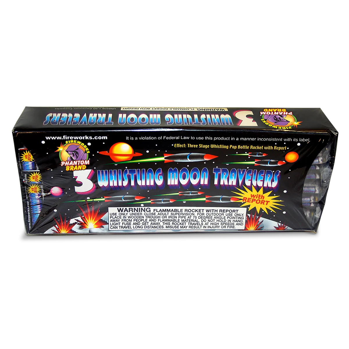 Triple Whistler with Report Bottle Rockets, 144 rockets