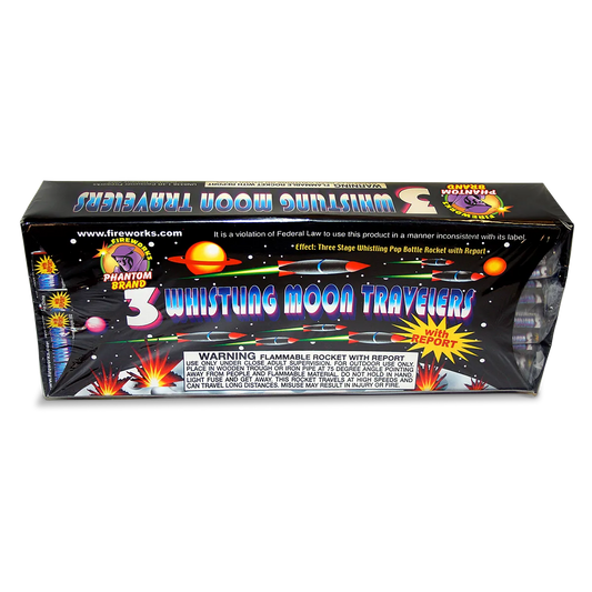 Triple Whistler with Report Bottle Rockets, 144 rockets