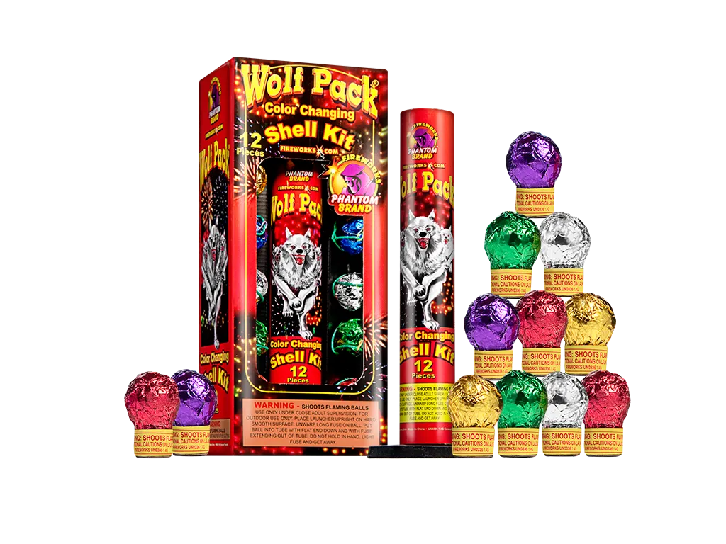 Wolf Pack Color Changing Shell Mortar Kit, 12 pieces