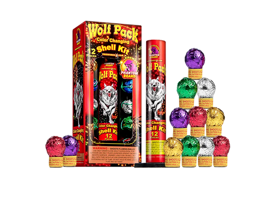 Wolf Pack Color Changing Shell Mortar Kit, 12 pieces
