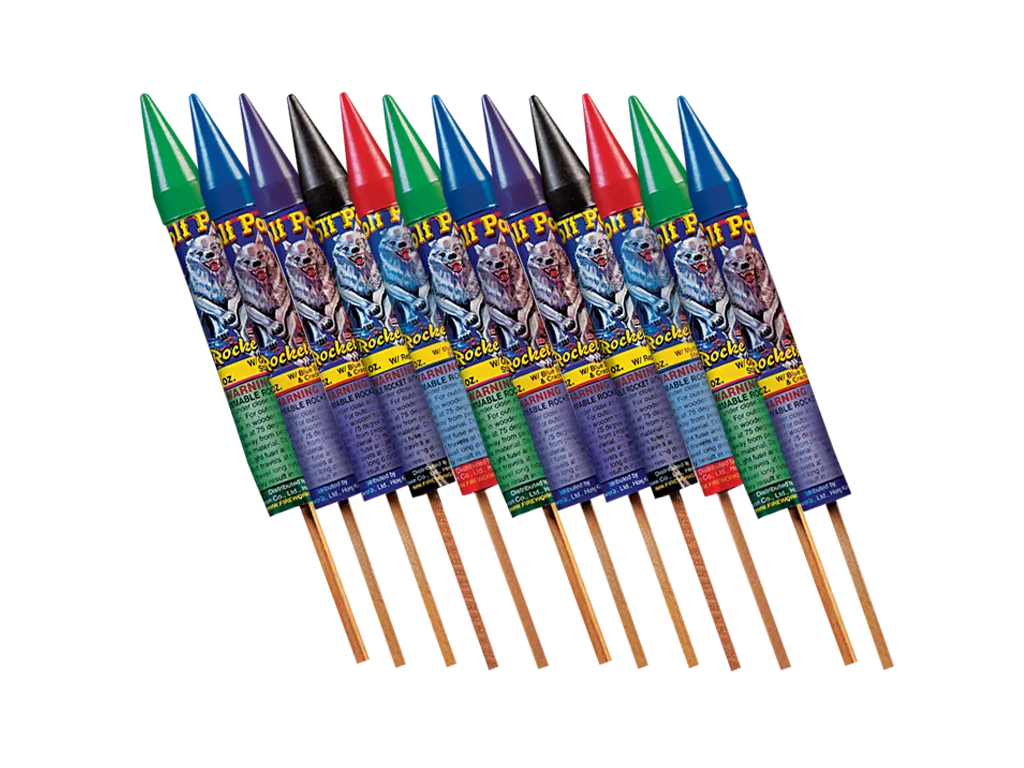 8 Oz Wolf Pack Asst. Rockets, 12 pc